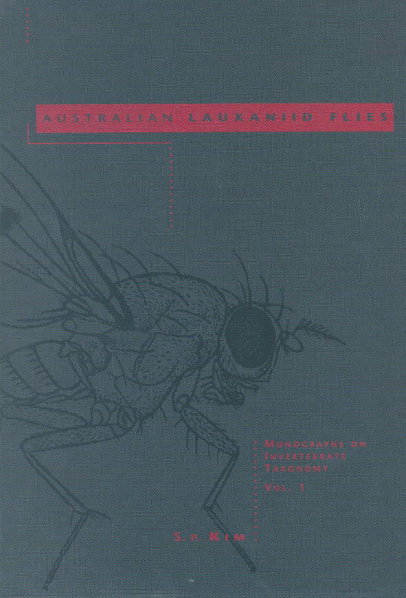 The cover image features a dark grey illustration of a Australian Lauxaniid Fly against a lighter grey background with pink text.