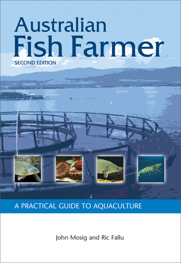 The cover image of Australian Fish Farmer, featuring a fish farm tub, with mountains and sky in the background.