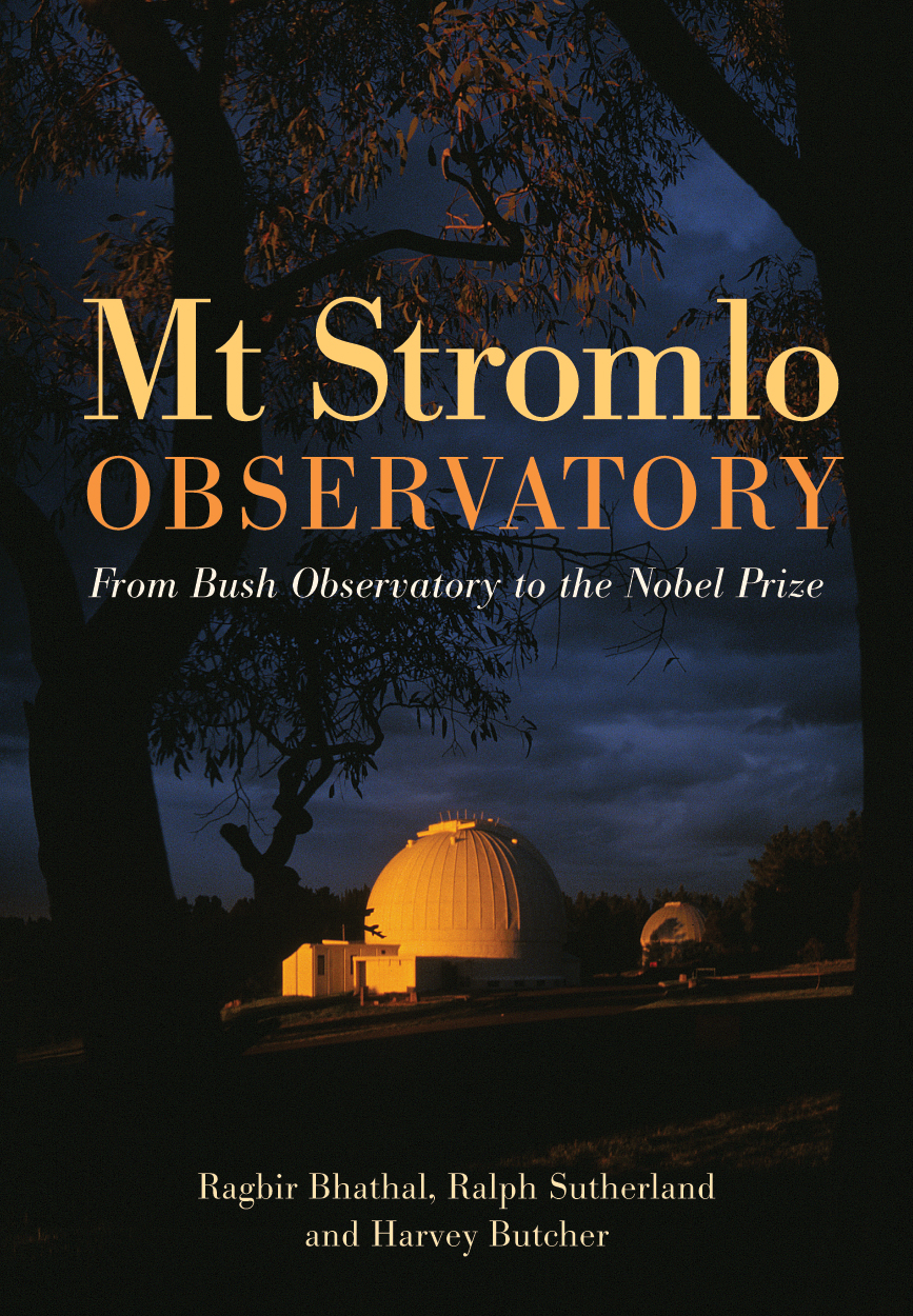 Cover image featuring an observatory in late afternoon sunlight framed by gumtree silhouettes against a dark blue sky background.