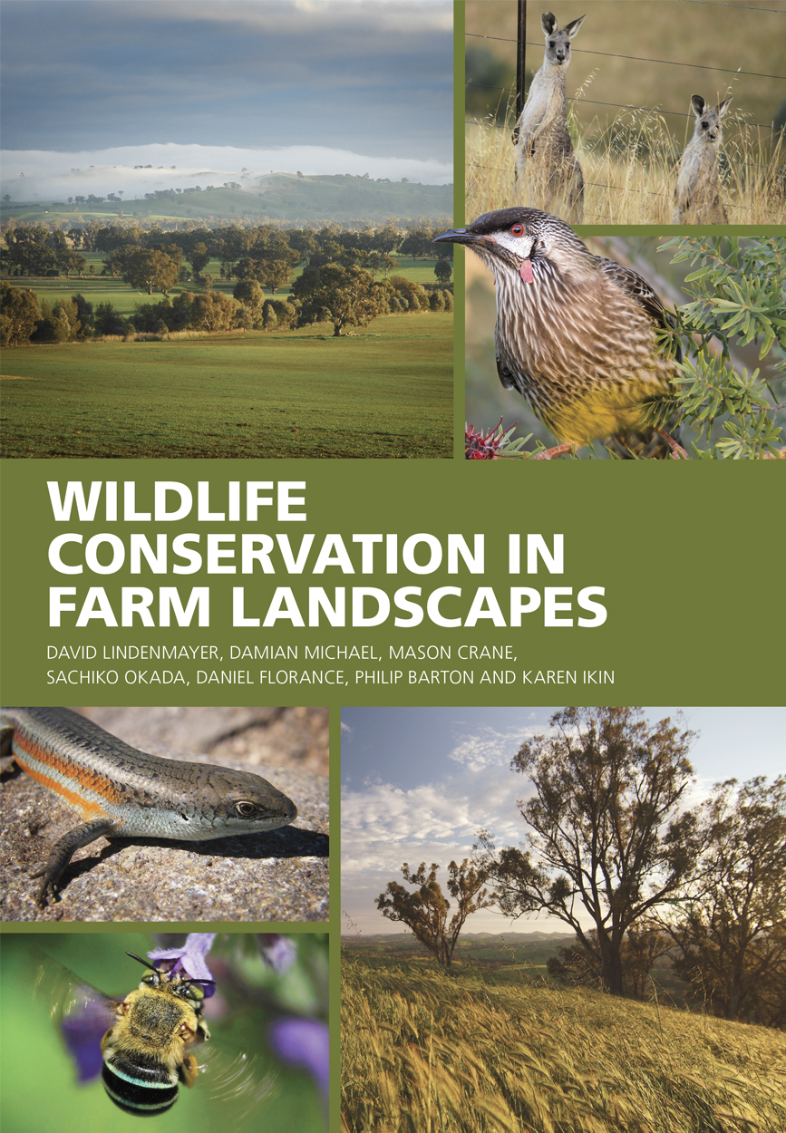 Cover featuring images of farm landscapes, kangaroos, a wattle bird, a blue-banded bee and a rainbow skink.