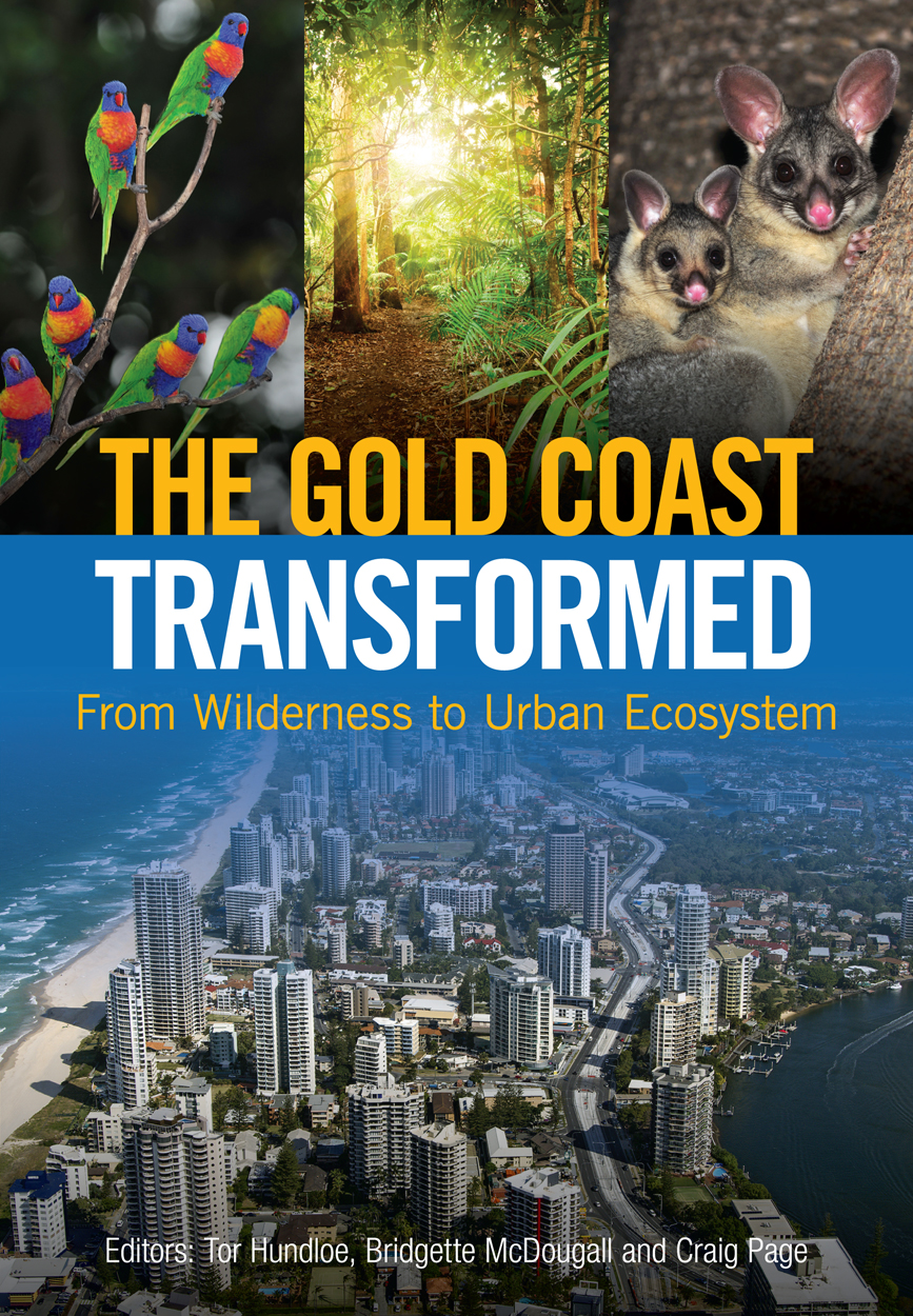 The cover image features an aerial photograph of the beach and high-rises of the Gold Coast at the bottom of the cover with three photographs showing