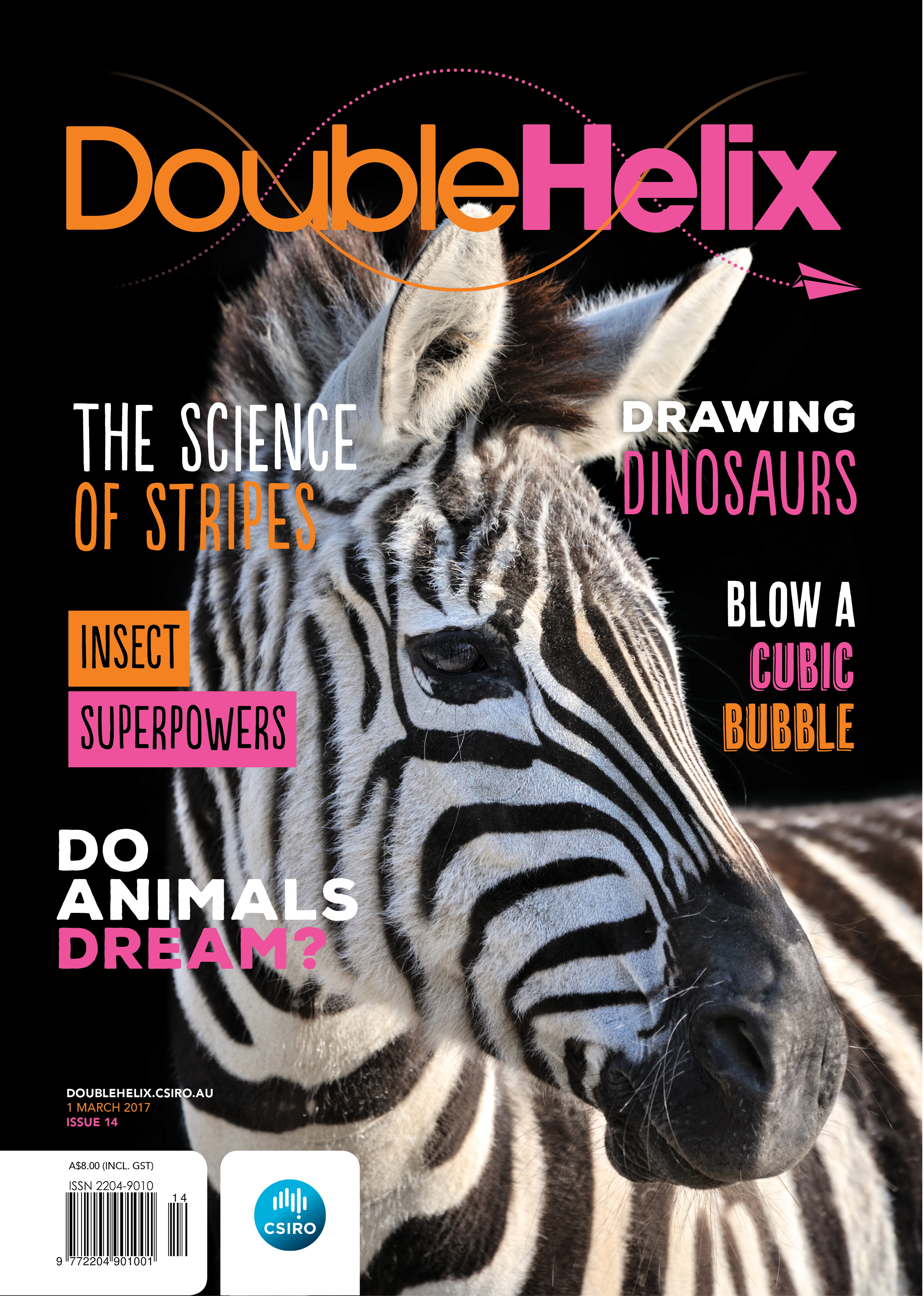 Magazine cover with photograph of zebra head