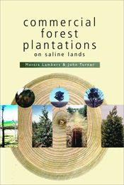 The cover image featuring a slice of log featuring the rings, set into a plain pale yellow background, with smaller images on top of trees in saline l