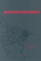 The cover image features a dark grey illustration of a Australian Lauxanii