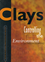 The cover image of Clays: Controlling the Environment, featuring a dark grey strip down the left, with a golden brown dappled remainder of cover.