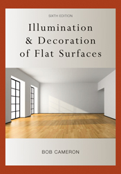 The cover image of Illumination and Decoration of Flat Surfaces, featuring a large empty, white walled room, with windows on the left and pale wooden