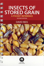 The cover image of Insects of Stored Grain, featuring grain with insects t