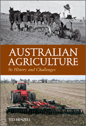 The cover image featuring a top black and white image of a team of horses pulling a plough, the bottom of a modern day red man driven plough.