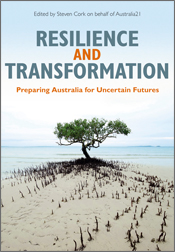 The cover image of Resilience and Transformation, featuring a tree on a sa