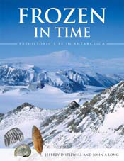 The cover image of Frozen in Time, featuring a panoramic view of snow capp