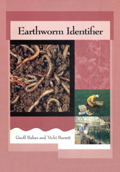 The cover image of Earthworm Identifier, featuring worms in dirt and people working with worms.