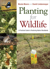 The cover image of Planting for Wildlife, featuring pictures of birds, but