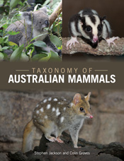 Cover image of Taxonomy of Australian Mammals, featuring photos of a Koala, a Torresian Striped Possum and an Eastern Quoll