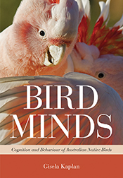 Close up image of two pink Major Mitchell cockatoos. The title is overlaid