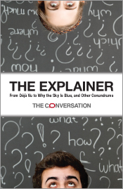 Cover image of The Explainer, featuring the tops of two male heads, at the
