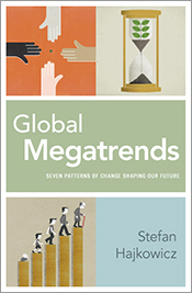 Cover image featuring three illustrations: four hands, an hourglass, and a bar chart with people at the top of each bar