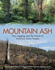 Cover of Mountain Ash, featuring a photo of a lush forest and a photo of a