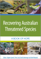 Cover of Recovering Australian Threatened Species featuring photos of a variety of threatened species.