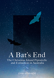 Cover of A Bat's End, picturing bat silhouettes fading into a night sky