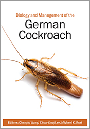 Cover of 'Biology and Management of the German Cockroach' featuring a larg