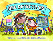 Cover of Bee Detectives, featuring a bright illustration of two children s