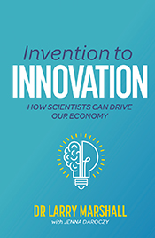 Cover of 'Invention to Innovation', featuring a light bulb graphic where the left half of the light bulb is actually a brain hemisphere.