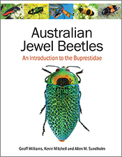 Cover of 'Australian Jewel Beetles', featuring a stunning metallic green j