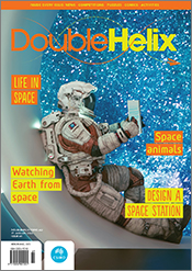 Cover of 'Double Helix' magazine issue 69 showing an astronaut in a space