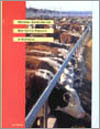 The cover image of National Guidelines for Beef Cattle Feedlots in Australia, featuring brown and white cows outside feeding from underneath a thin me