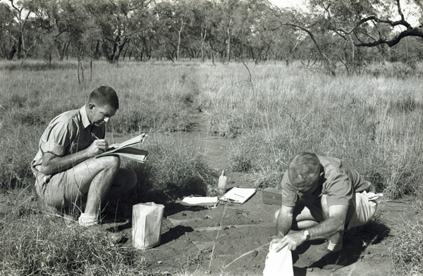 Soil sampling on the plateau, north of Ronlow Park Queensland, Nogoa–Belyando Survey 1964