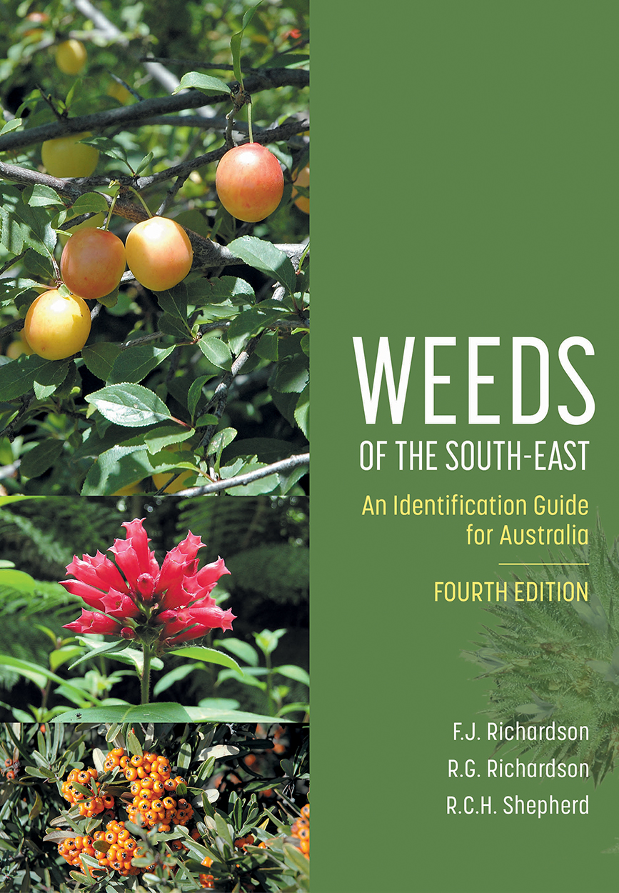 Cover of 'Weeds of the South-East, Fourth Edition', featuring photos of fruiting and flowering weeds.