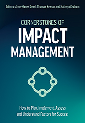 Cover of 'Cornerstones of Impact Management', featuring a conceptual graph