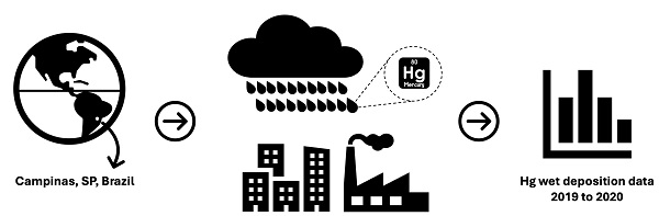 A scheme depicting mercury wet deposition and analysis.