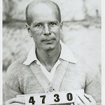 A black-and-white photograph of Peter Pringsheim as an internee in Australia.