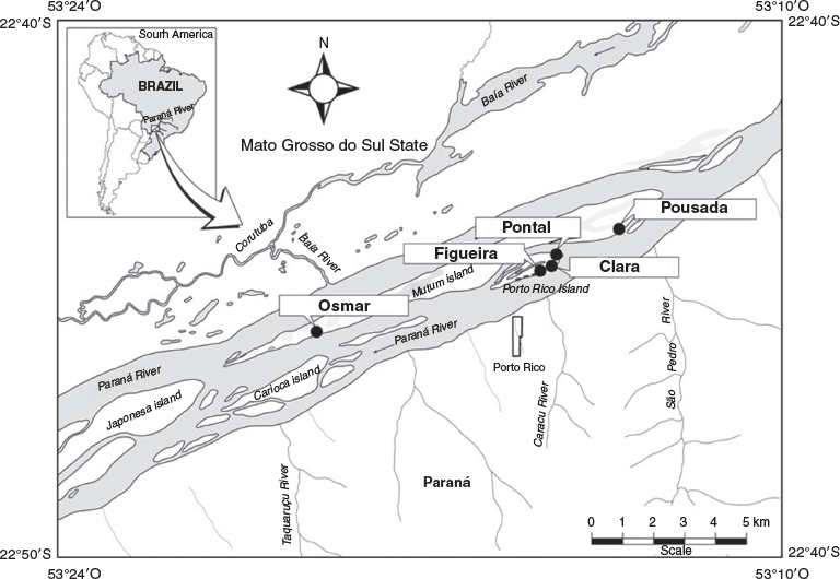 Study area and sampling lakes in the Upper Paraná River Floodplain