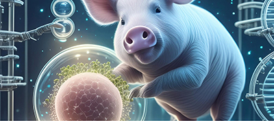 Image illustrating the exciting future of pig embryo development for agriculture and biomedical research.